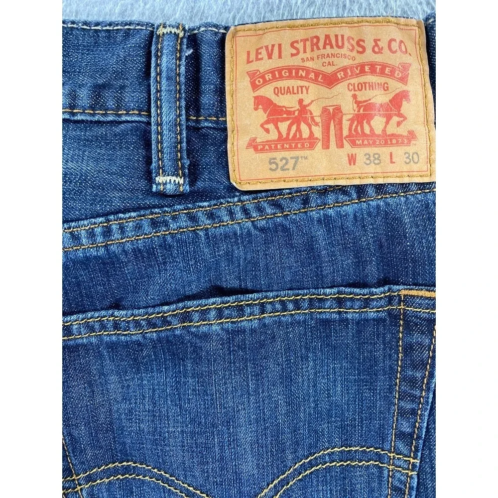 Levi's 527 Bootcut Jeans Men's 38x30 Dark Wash 100% Cotton Cowboy Western USA